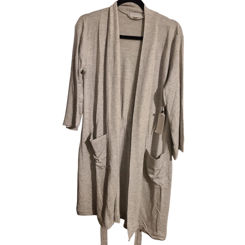 PJ Salvage Textured Essentials Rib Knit Robe Riter Heather Grey‎ Women's Size L